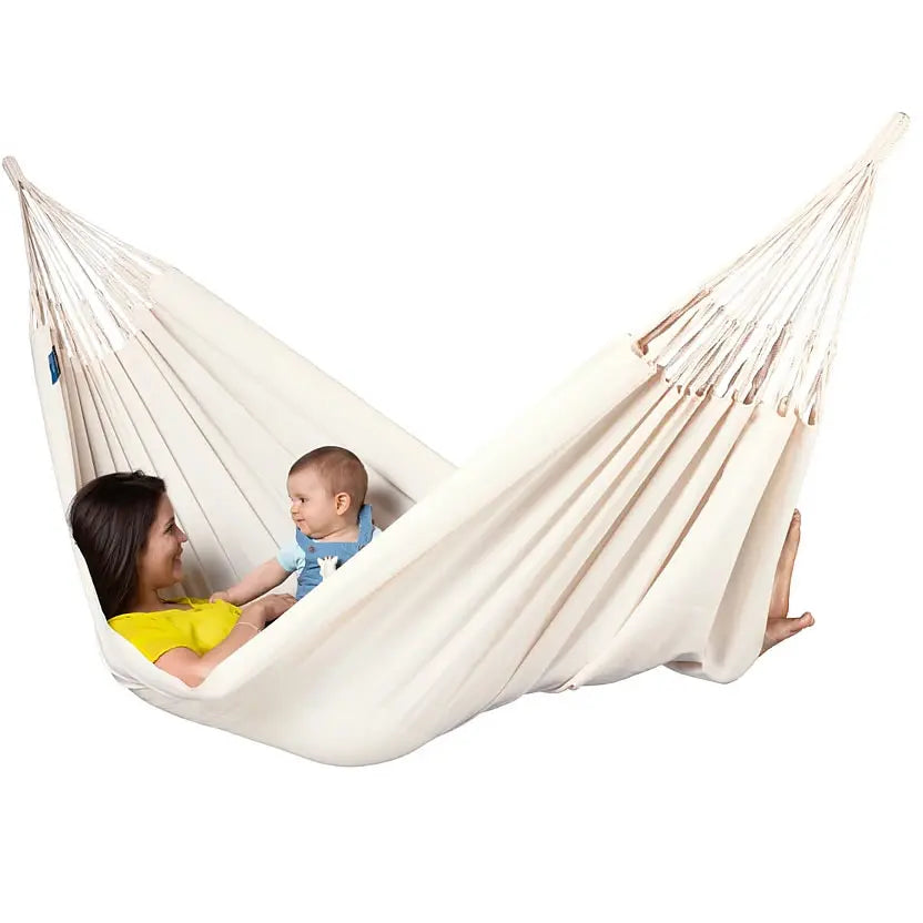 White Canvas Hammock Outdoor Camping Swing Seaside Leisure Travel Garden Decoration for 2 People