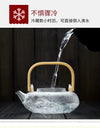 Bamboo-wood Glass Tea-making Teapot Hand-thickened Tea Pot with Filter Liner Flower Can Be Heated By Electric Pottery Oven