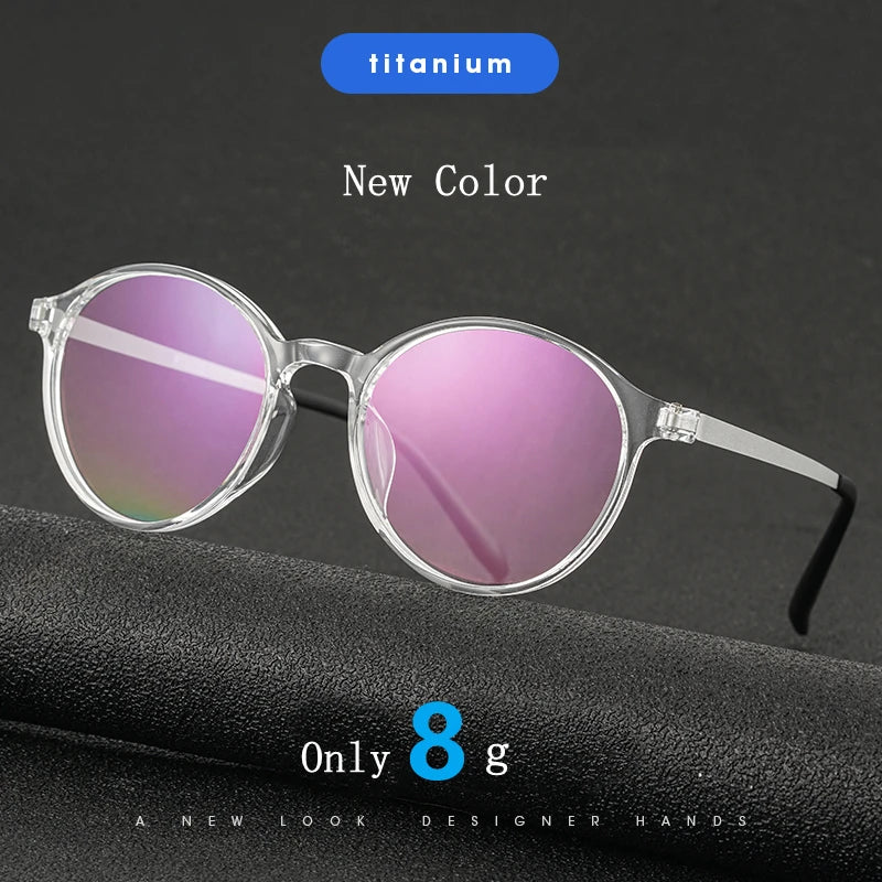 Ultralight Titanium Alloy TR90 Myopia Glasses Retro Round Optical Prescription Eyeglasses Frame