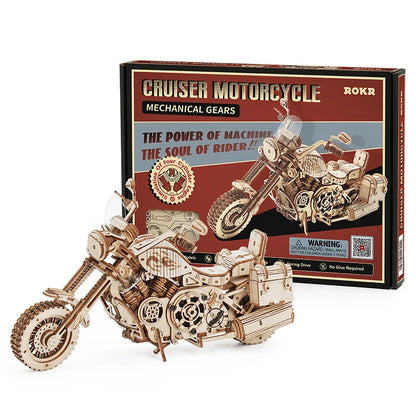 Motorcycle Puzzle 3D Wooden DIY Children Game Assembly Wood Model Kit Building Blocks