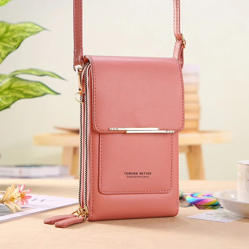 Luxury Designer Bag Soft Leather Wallet Touch Screen Cell Phone Purse Fashion Crossbody Shoulder Bag