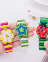 Kids Girl Colorful Wood Bracelets Children Elastic Watch Wristbands Child Toy Bracelet