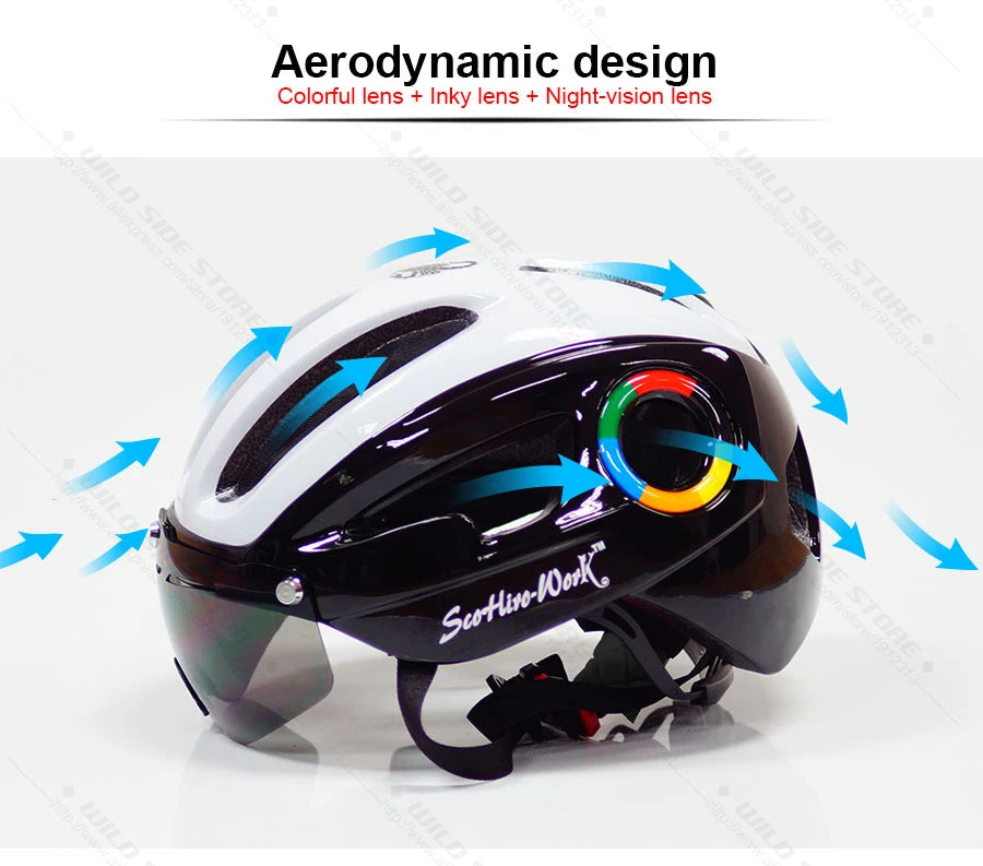 Ultralight Cycling Helmet With Protective Goggles For Road And MTB
