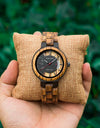 INS Style Ladies Watch in Quartz Wristwatches Auto Date Display Wooden Strap