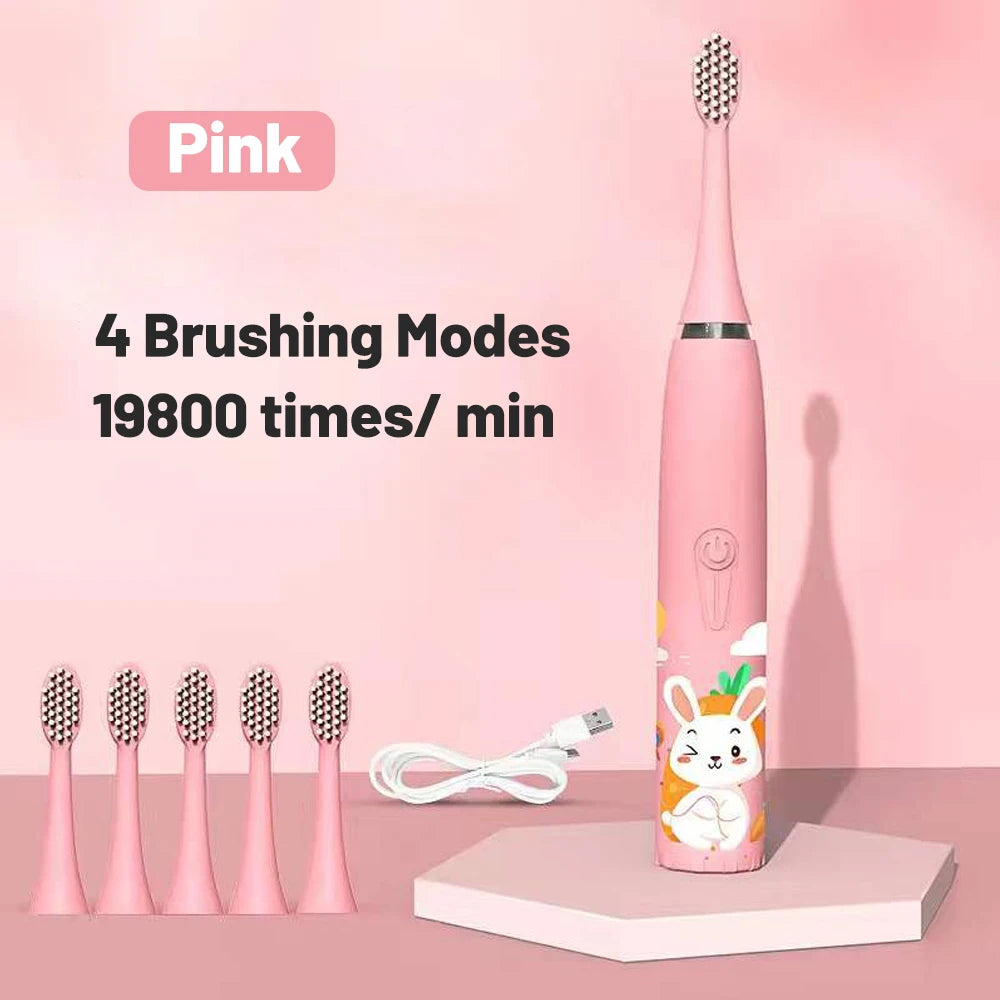 For  Electric Toothbrush Cartoon Pattern with Replace The Toothbrush Head Ultrasonic Electric Toothbrush
