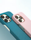 for Magsafe Case for iPhone 13 Pro Max 13 Mini 13Pro Natural Cowhide Lychee Leather Magnetic Luxury Metal Frame Phone Back Cover