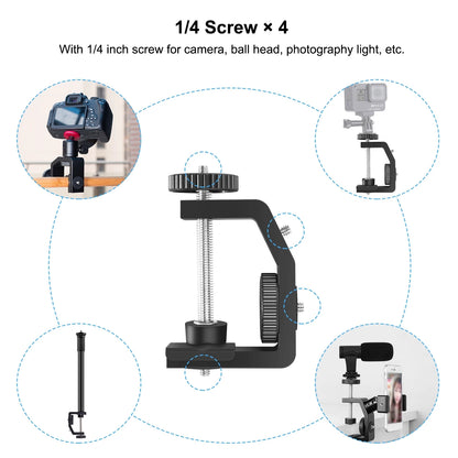 Heavy Duty C Clamp Camera Clamp Mount Rod Monopod with 1/4 inch Screw for GoPro HERO9 8 7 6 5 4 3+ 3 2 1/ DJI Osmo Action