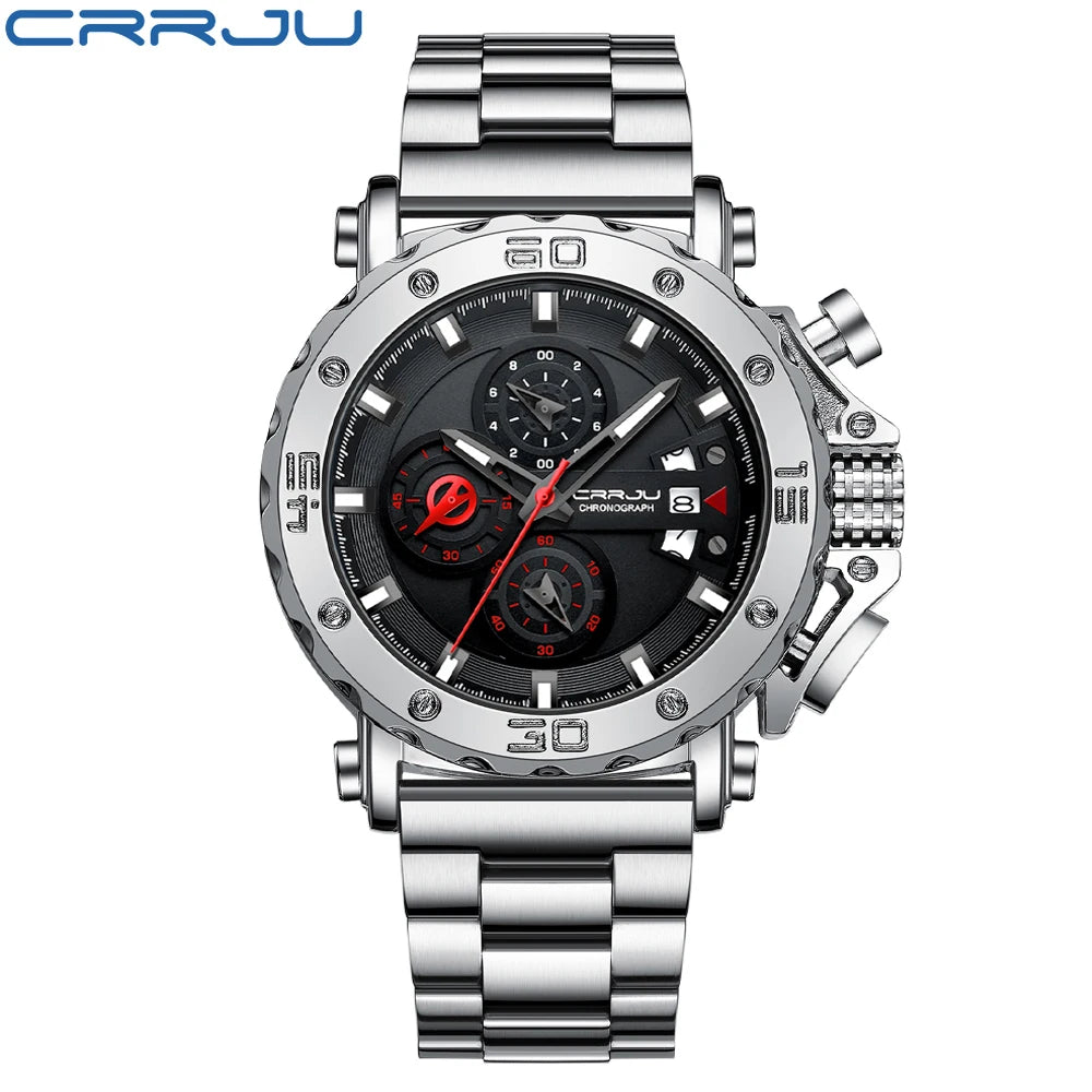 Watch for Men Top Brand Luxury Big Dial Stainless Steel Waterproof Chronograph Wristwatches with Date Relogio Masculino