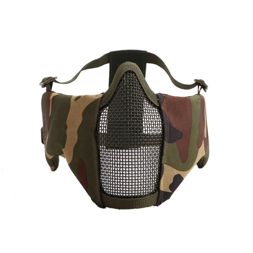 Airsoft Face Mask With Ear Mesh Face Breathable Mouth Mask Tactical Paintball Softair Protective Mask Shooting Hunting Equipment