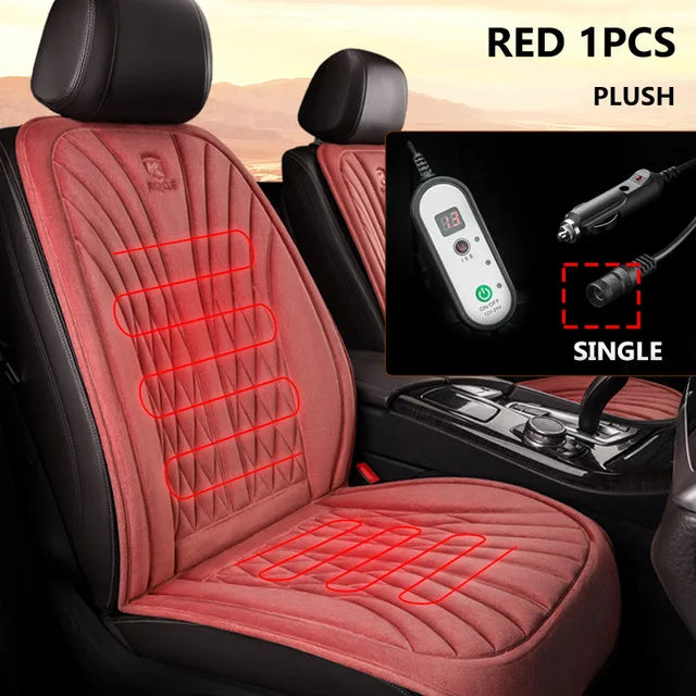 12/24V Heated Car Seat Cover 30‘ Fast Heating Seat Cushion Universal Car Seat Heater Thicken Lengthen Widen Flannel Heating Pad