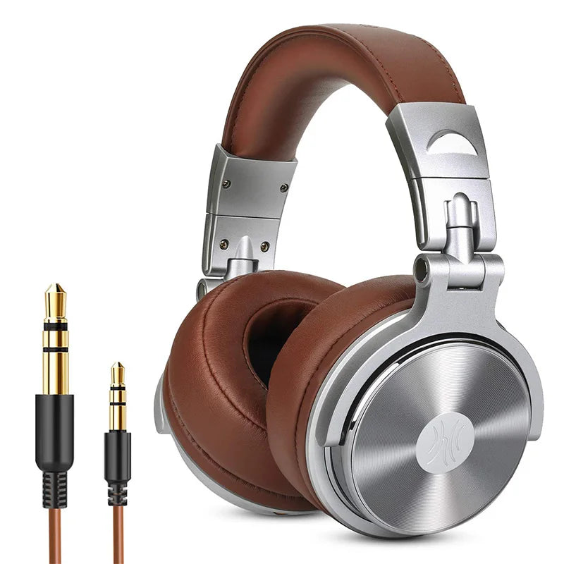 Wired HiFi Headphones Professional Studio DJ Headphones With Mic Over Ear Hi-Res Headset Monitoring For AMP Guitar Phone