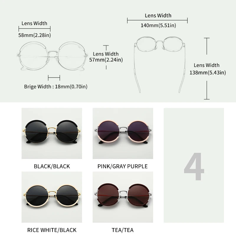 Round Frame Punk Style Polarized Sunglasses Metal Frame UV400 Unisex Fashion Eyewear