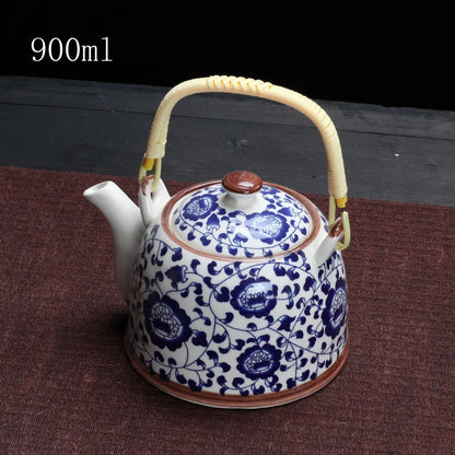 Porcelain Teapot with Strainer Net High Capacity 500 900ML Traditional Retro Ceramic Tea Set