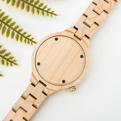 Casual Fashion Ladies Watches Maple Wood Wristwatch Quartz