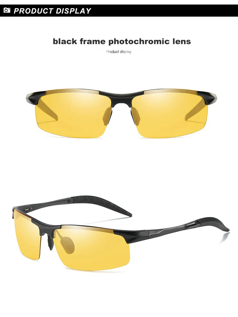 Aluminum Magnesium Photochromic Polarized Sunglasses UV400 Night Vision Driving Glasses for Men Women