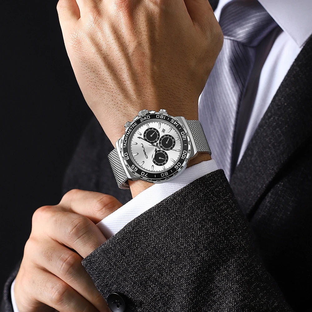 Men Watch Quartz New Japanese Chronograph Top Brand Waterproof Stainless Wristwatches with date Relogio Masculino