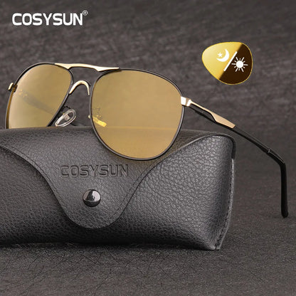 Pilot Sunglasses Men Polarized Driving Photochromic Glasses Women Smart Discoloration Day Night Vision Lenses