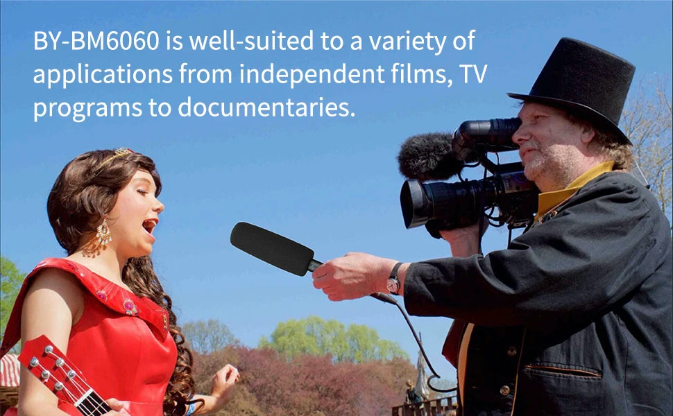 BY-BM6060 XLR Microphone Super-Cardioid Shotgun Condenser Microphone for DSLR Camcorder Film Making TV Program Interview