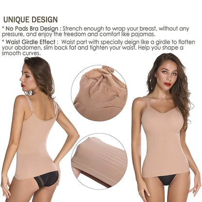 Women Shapewear Top Seamless Camisole Slimming Shaper Top Classic Comfort Smooth Cami Tummy Control Tank Top