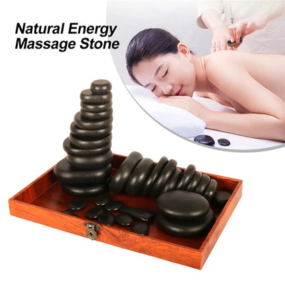 Black Natural Massage Stones Massage Lava Energy Massage Set Hot Spa Rock Basalt Body Beauty Health Care Stone