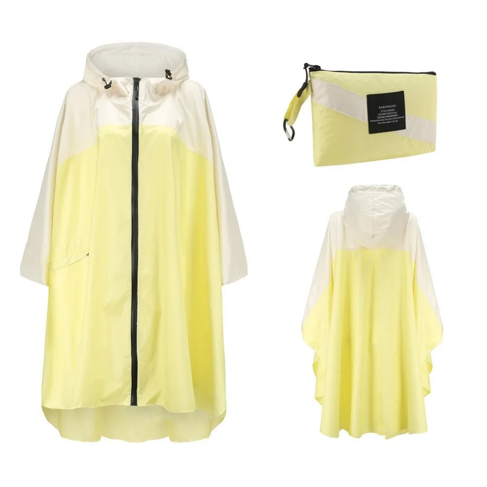 Lightweight Breathable Waterproof Rain Poncho with Belt and Storage Bag