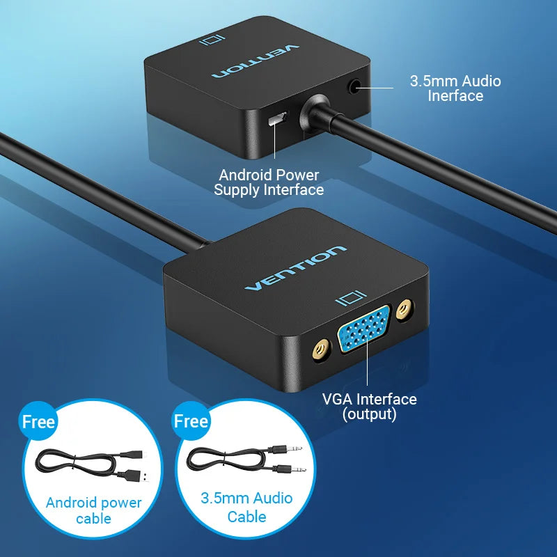 HDMI to VGA Adapter Male to Female Converter 1080P VGA to HDMI With 3.5 Jack Audio Cable for Laptop TV Box HDMI to VGA