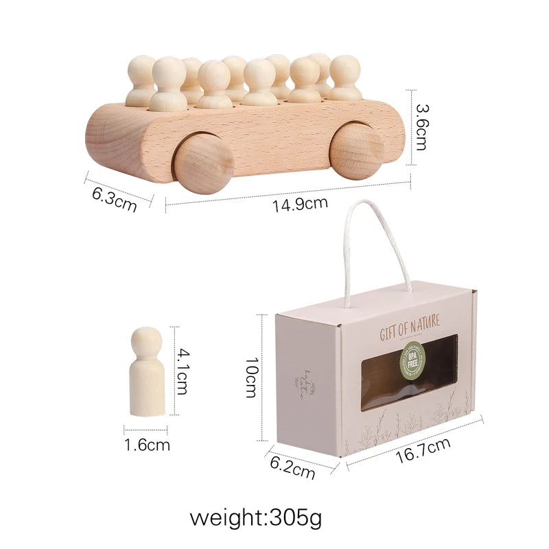 Montessori Wooden Toys for Children Puzzle Game Cartoon Wood Peg Dolls Educational Toy Car Newborn Baby Blocks Christmas Gifts