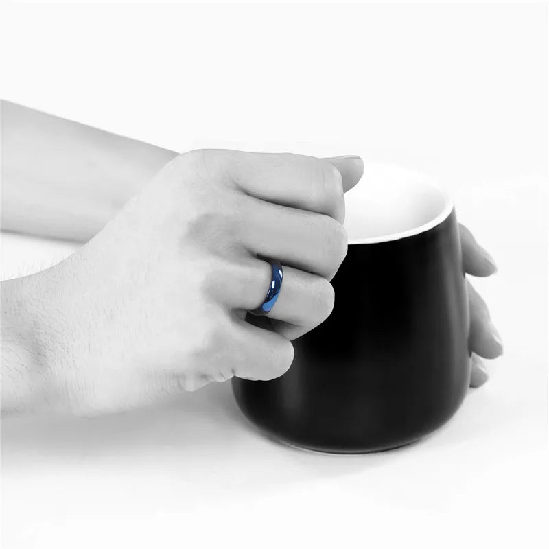 2/4mm Titanium ring Polished Blue For Men and Women Cool Rings