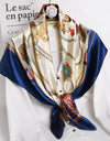 Women Scarf Silk Feeling Hair Neck Square Brand Office bandanna muffler Waiter Flight Attendants Handkerchief Rings wrap