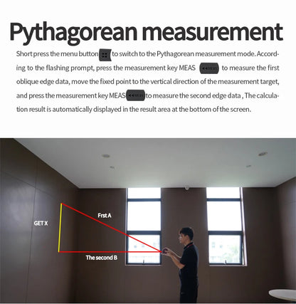 2 in 1 Laser Rangefinder 5m Tape Measure Ruler LCD Display with Backlight Distance Meter Building Measurement Device