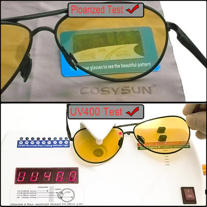 All Weather Pilot Photochromic Sunglasses Man Polarized Night Vision Goggle