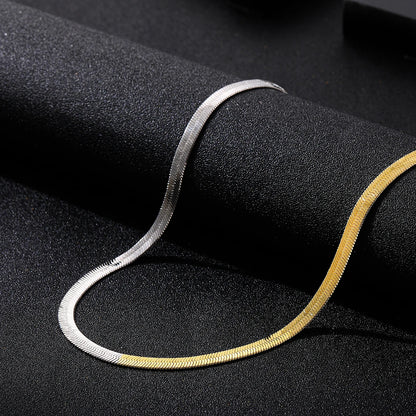 Good Quality Minimalist Flat Snake Chain Choker Necklace Punk  Silver Color Mixed Collar Clavicle Necklace