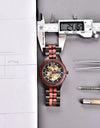 Automatic Self-Wind Watch for Men Wood Red Sandalwood Wristwatches Male Waterproof In Wooden Box