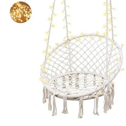 Nordic Style Hammock Chair Tassels Dreamy Round Hanging Chair Cotton Rope Macrame Swing Chairs