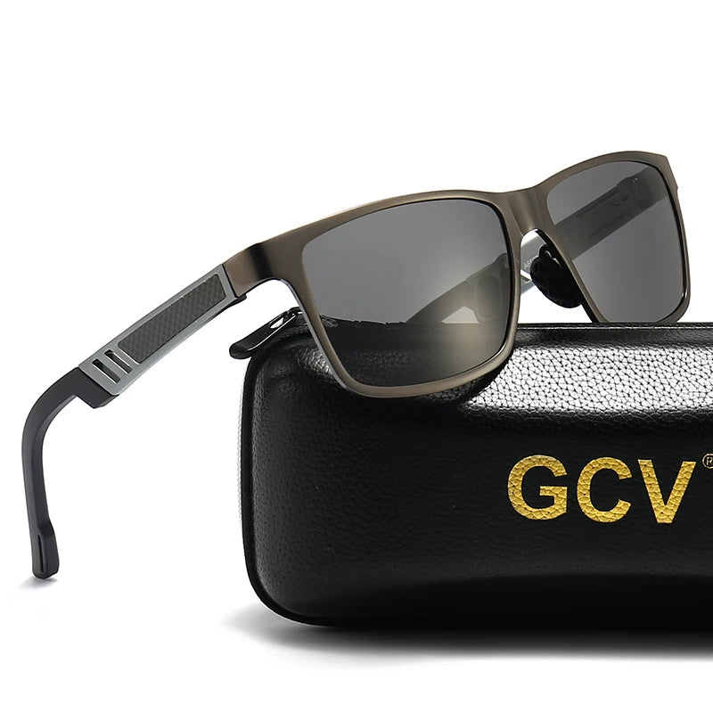 Rectangle Men Polarized Sunglasses Aluminium Magnesium UV400 Driving Eyewear Mirror Lens