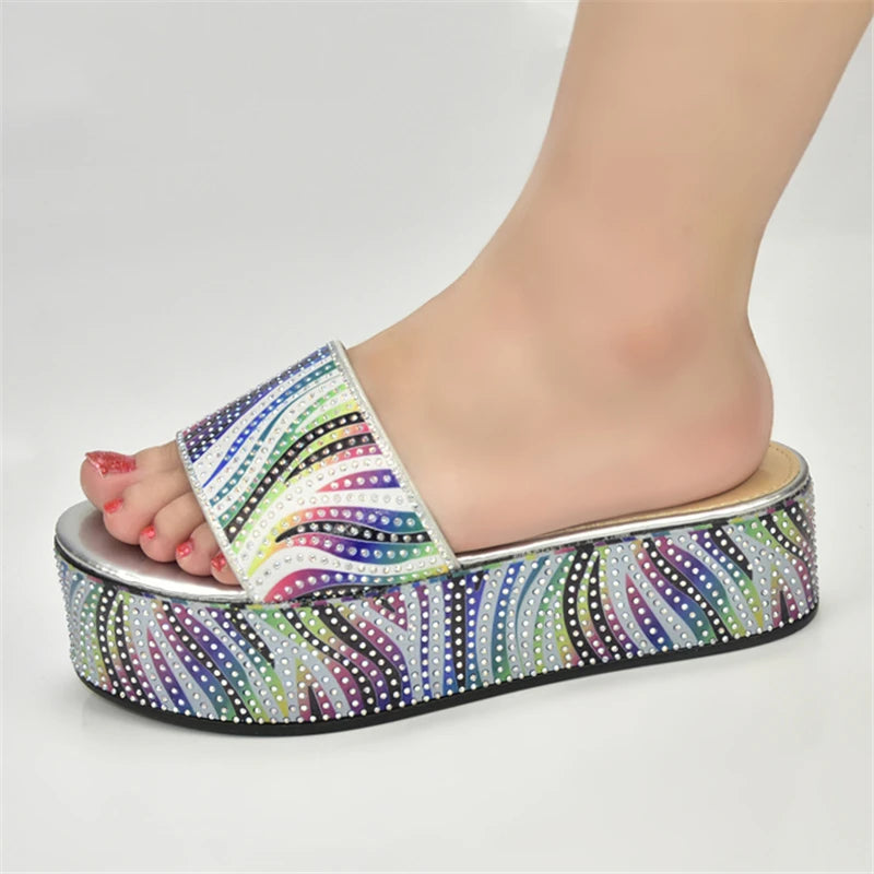 Summer Women's Mid Heels Slippers Nigerian Women Sandal High Quality Hot Selling Italian Style Slingbacks African Women Slippers