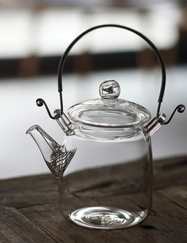 Japanese Handmade Heat Resistant Glass Teapot Household Transparent Beam Teapots With Filter Kung Fu Tea Making Tea Pot