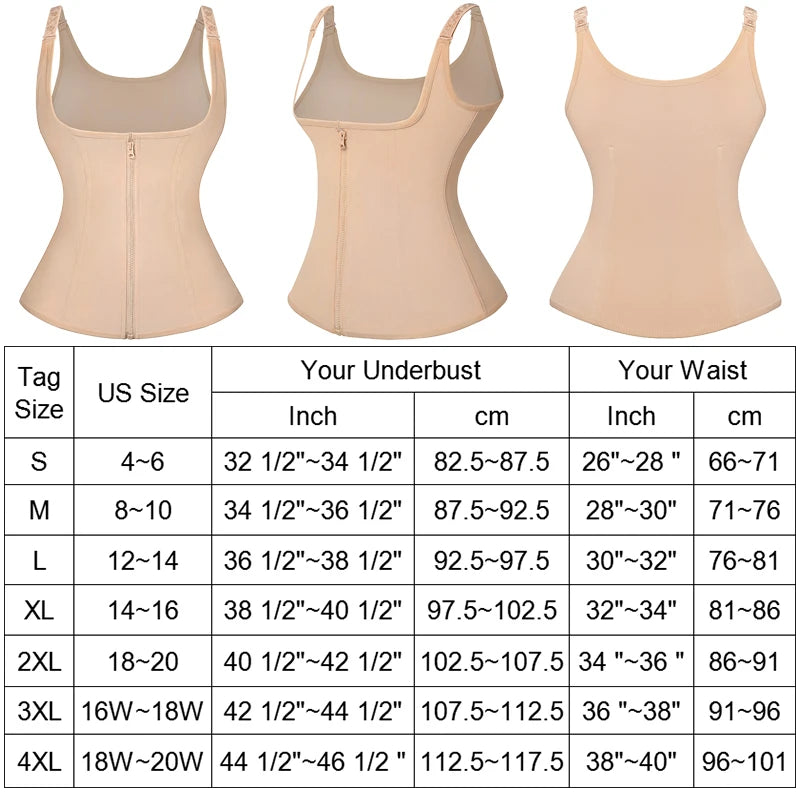 Waist Trainer Under bust Cincher Corset Vest Tummy Control Neoprene Body Shaper Back Support Girdle Shapewear