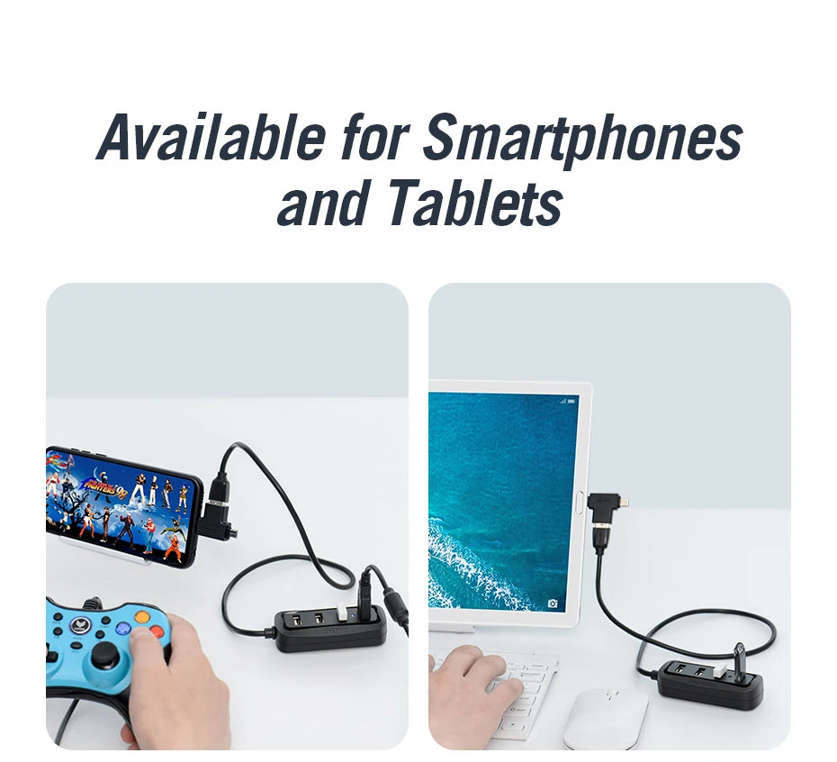 USB 2.0 HUB 4 Port with LED Multi USB Splitter for Lenovo Xiaomi Macbook Pro Air Computer Accessories Laptop HUB USB 2.0