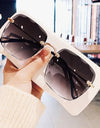 Refined Rimless Cut Square Sunglasses For Women Fashion Personality Two-Color Sunglasses