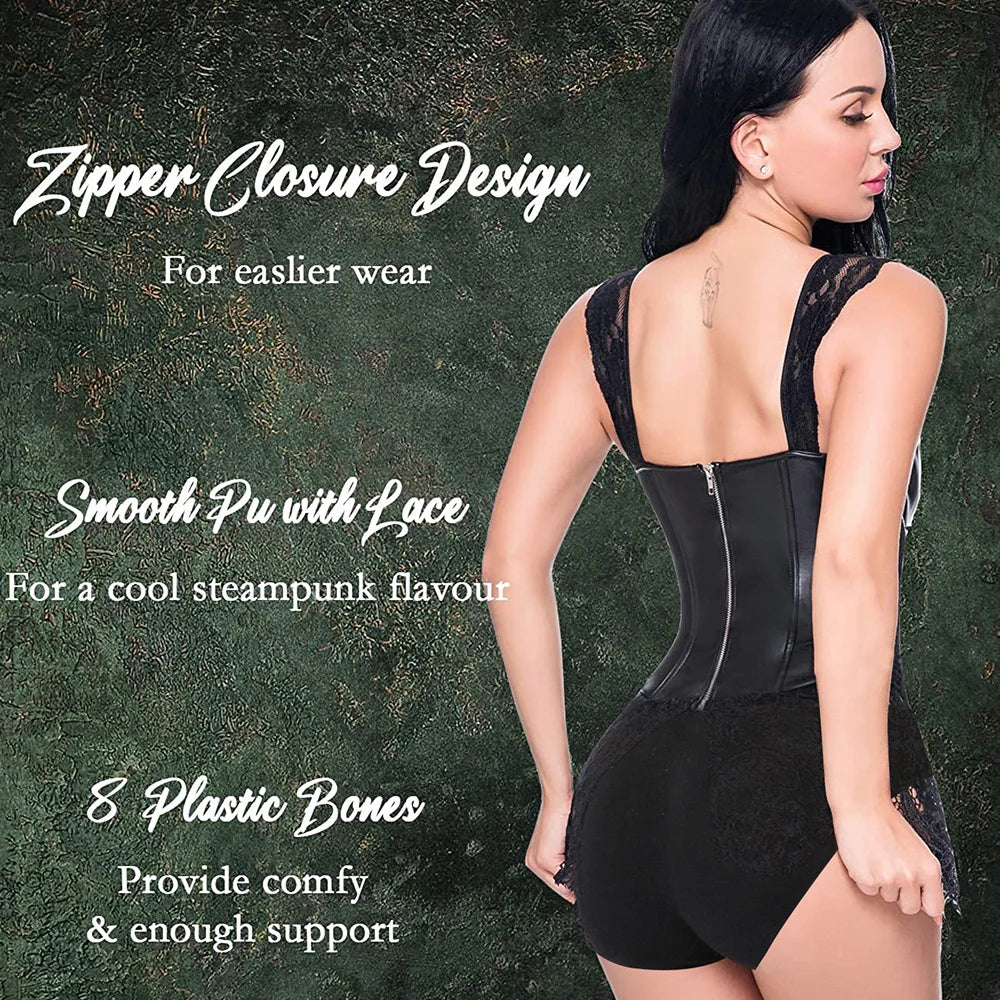 Bustiers Corsets Bridal Lingerie Lace up Black Satin Boned Corset Gothic Corsets Cinchers Overbust Bodysuit Shapewear