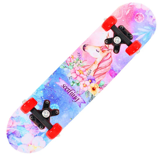 60CM Skateboard Beginner Cartoon Skateboard Maple Wood Deck Skate Board Outdoor Long Board Double Rocker Skateboard