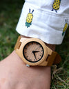 Bamboo Couple Watch Quartz Handmade Leather Ladies Wrist watches Lover's Customized Engrave Logo