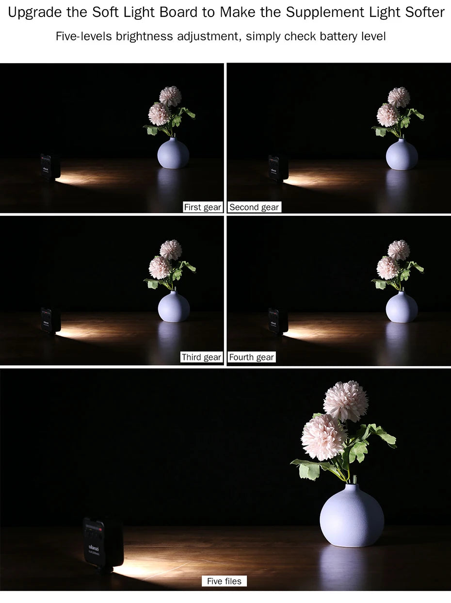 Mini Vlog LED Fill Light 6W 5500K Rechargeable 2000mAh Dimmable Phone Video Lighting