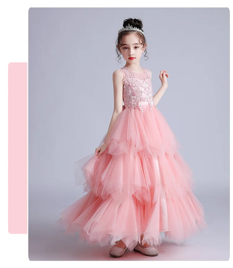 Summer New Girls Party Dresses for Evening Long Puffy Princess Dress Big Child Wedding Dress