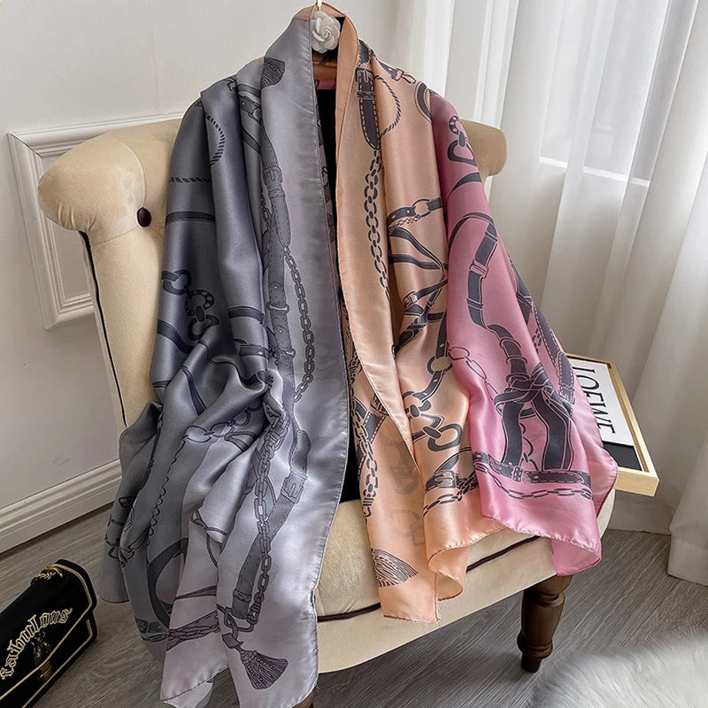 Women Summer Silk Scarves Shawl Lady Wrap Soft Female Echarpe Designer Beach Stole Bandana foulard muffler