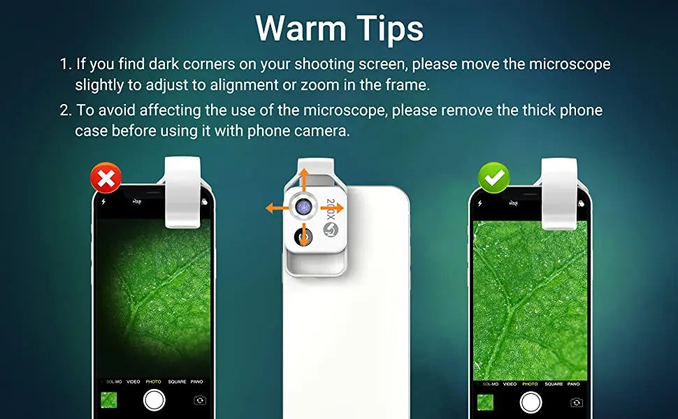 200X Smartphone Microscope Lens with LED Light Universal Clip