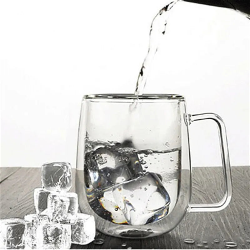 250ml Heat-resistant Double Wall Glass Coffee Mugs With Handle Lemon Tea Milk Cup Water Mug Copo Caneca Criativa