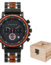 Classic Watches for Wrist watch Quartz Stopwatch Ebony Wood Auto Date Metal Stainless Steel
