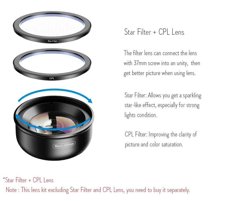 100mm Macro Smartphone Camera Lens with Universal Clip